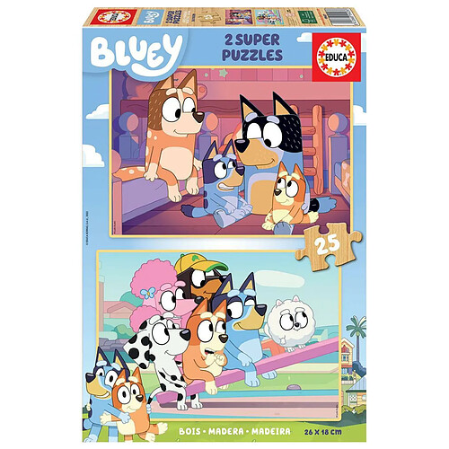 Educa Borras Puzzles 2 X 25 pcs bluey en bois