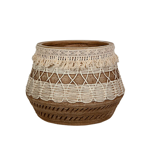 Cache-pot Romimex Beige Résine Avec franges 31 x 30 x 31 cm