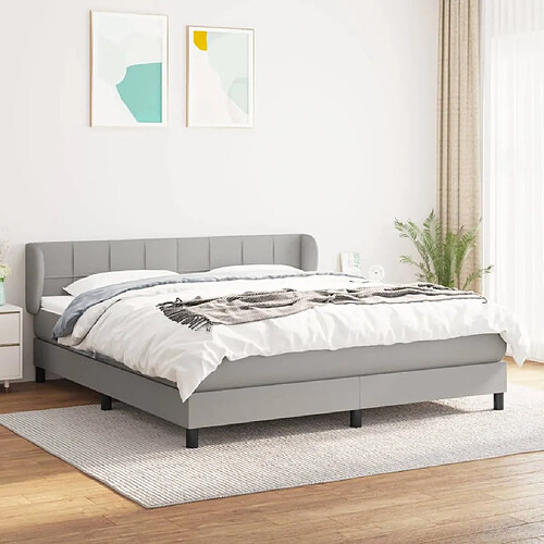 vidaXL Sommier à lattes de lit avec matelas Gris clair 160x200cm Tissu