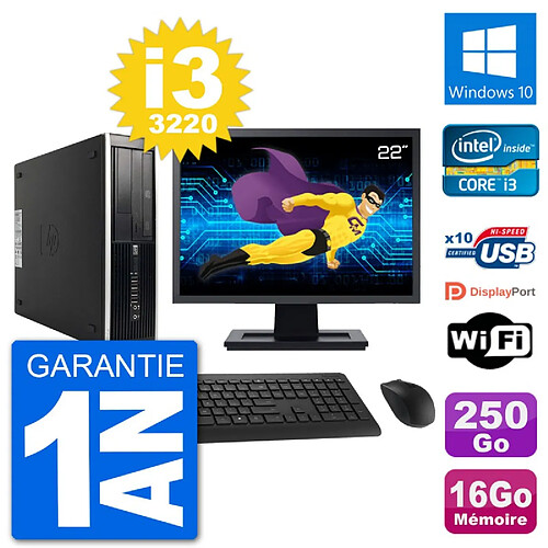 PC HP Compaq Pro 6300 SFF Ecran 22" Intel i3-3220 RAM 16Go 250Go Windows 10 Wifi · Occasion