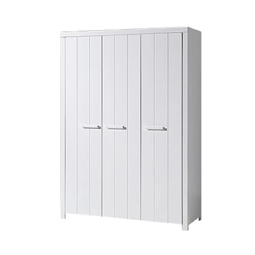 Mes Armoire 3 portes 144x57,5x205,5 cm en pin blanc - VICKY