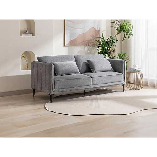 Vente-Unique Canapé 3 places en tissu gris TORMELDA