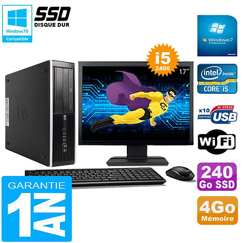 PC HP Compaq Pro 6300 SFF I5-2400 4Go 240Go SSD Graveur DVD Wifi W7 Ecran 17" · Occasion