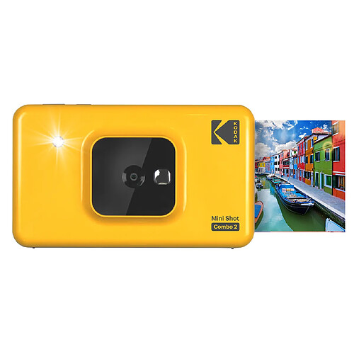 KODAK Mini Shot Combo 2 C210 - Appareil Photo Instantané (Format 5,3 x 8,6 cm - 2,1 x 3,4 '', Écran LCD 1,7'', Bluetooth, 8 photos incluses)- RECONDITIONNE - Jaune