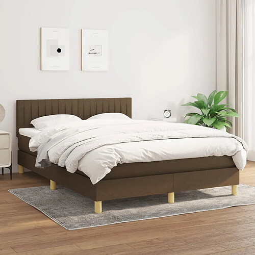 vidaXL Sommier à lattes de lit avec matelas Marron foncé 140x190 cm