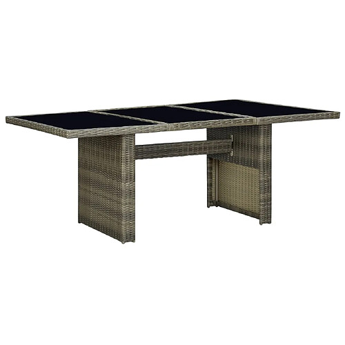 vidaXL Table de jardin Marron Résine tressée et verre trempé