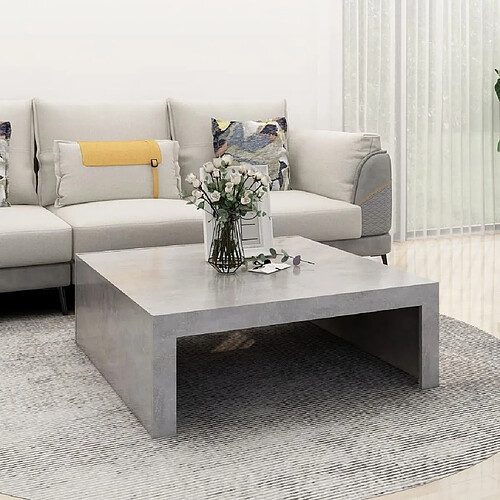 vidaXL Table basse gris béton 100x100x35 cm bois d'ingénierie