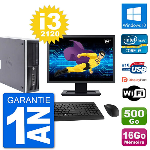 PC HP Compaq Pro 6300 SFF Ecran 19" Intel i3-2120 RAM 16Go 500Go Windows 10 Wifi · Occasion