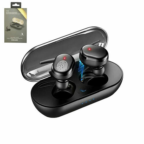 Y30 Tws Oreillette Bluetooth Sans Fil Stéréo Intra-Auriculaires Écouteurs De Musique À Suppression De Bruit Avec Étui De Charge Noir