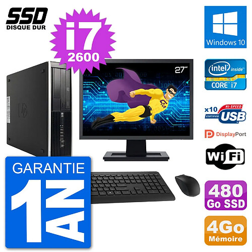 PC HP Compaq Pro 6300 SFF Ecran 27" i7-2600 RAM 4Go SSD 480Go Windows 10 Wifi · Occasion