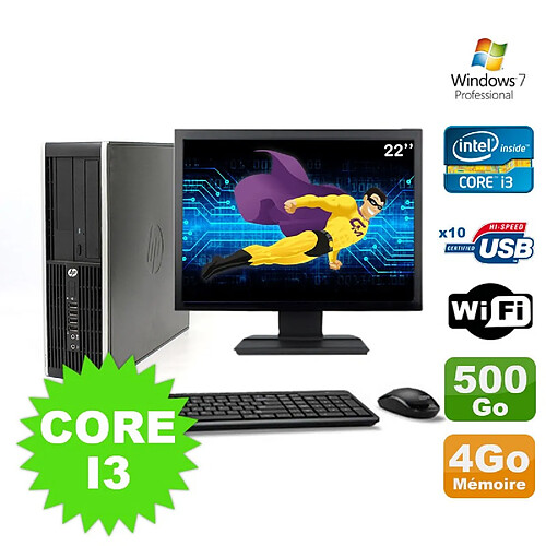 Lot PC HP Compaq Elite 8100 SFF Core I3-530 4Go 500Go DVD WIFI W7 + Ecran 22" · Occasion