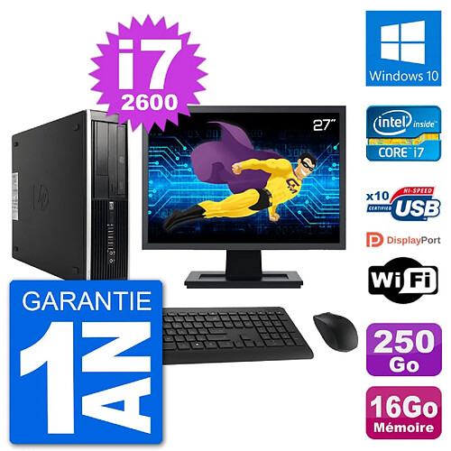 PC HP Compaq Pro 6300 SFF Ecran 27" Intel i7-2600 RAM 16Go 250Go Windows 10 Wifi · Occasion