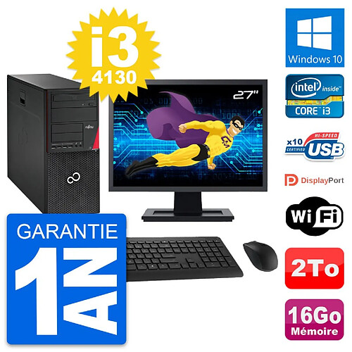 PC Tour Fujitsu P720 Ecran 27" Intel i3-4130 RAM 16Go Disque 2To Windows 10 Wifi · Occasion