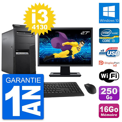 PC Tour Lenovo M83 Ecran 27" Intel i3-4130 RAM 16Go Disque 250Go Windows 10 Wifi · Occasion