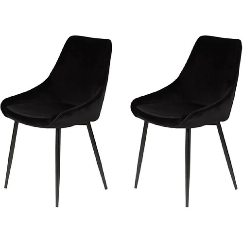 PRO LIVING Chaise Lot de 2 chaises Bari velour Noir