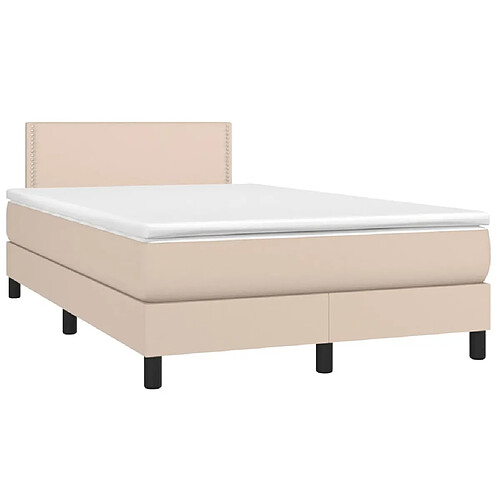 Maison Chic Lit adulte- Ensemble lit + matelas,Sommier à lattes de lit matelas cappuccino 120x190cm similicuir -GKD76727