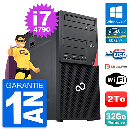 PC Tour Fujitsu Esprimo P720 Intel i7-4790 RAM 32Go Disque 2To Windows 10 Wifi · Occasion