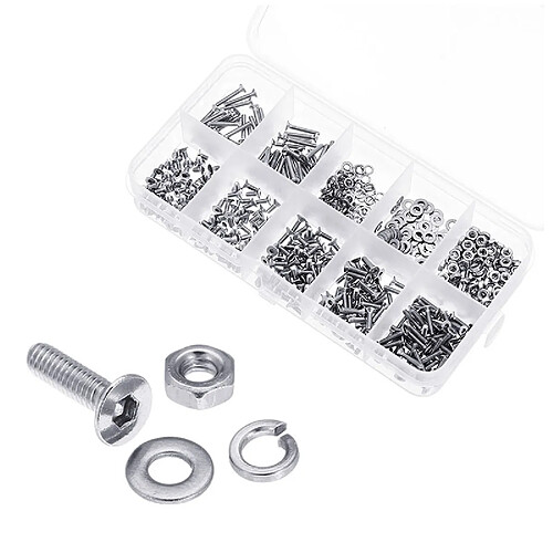 Wewoo Visserie Kit d'écrou à rondelle hexagonale à six pans creux en acier inoxydable 600 PCS M2 304