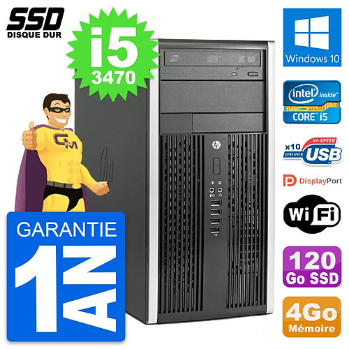 PC Tour HP Compaq Pro 6300 CMT Intel i5-3470 RAM 4Go SSD 120Go Windows 10 Wifi · Occasion