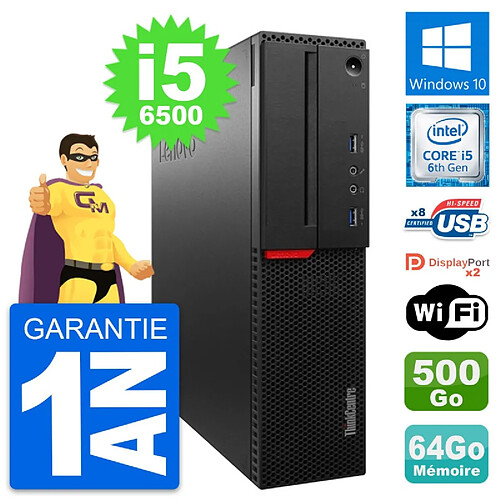 PC Lenovo ThinkCentre M800 SFF i5-6500 RAM 64Go Disque 500Go Windows 10 Wifi · Occasion