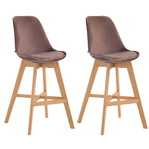 Non Lot de 2 tabourets de bar Cannes velours naturel