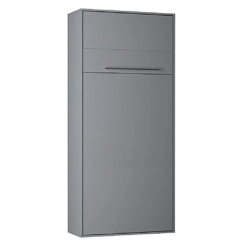 Inside 75 Armoire lit escamotable KOMPACT Ouverture assistée, coloris gris mat couchage 90*200 cm.