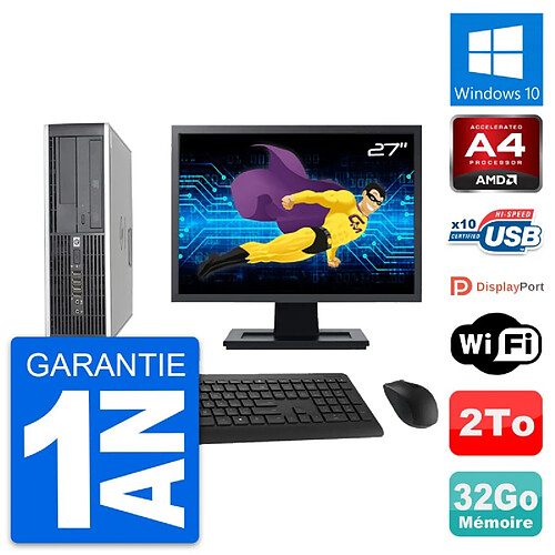 PC HP 6305 Pro SFF Ecran 27" AMD A4-5300B RAM 32Go Disque 2To Windows 10 Wifi · Occasion