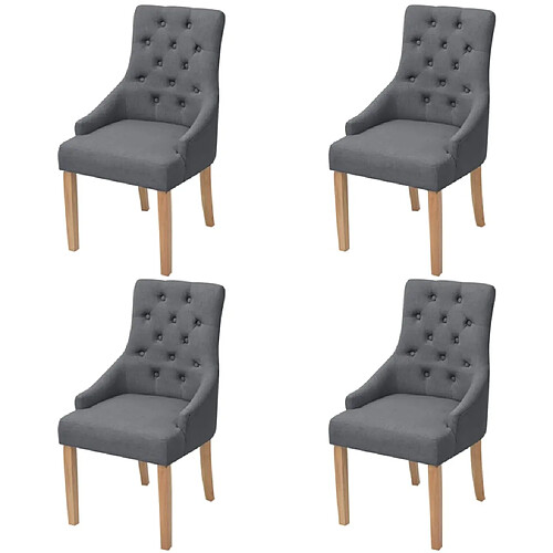 vidaXL Chaises à manger lot de 4 gris foncé tissu