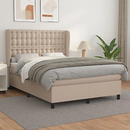 Maison Chic Lit Adulte - Lit simple Lit à sommier tapissier avec matelas moelleux - Meuble de Chambre - Cappuccino 140x200 cm -MN24562