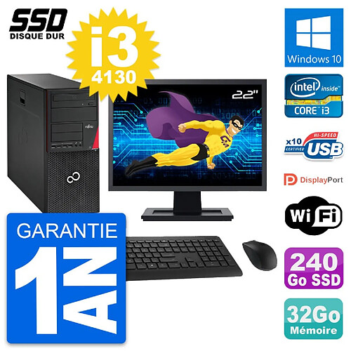 PC Tour Fujitsu P720 Ecran 22" Intel i3-4130 RAM 32Go SSD 240Go Windows 10 Wifi · Occasion