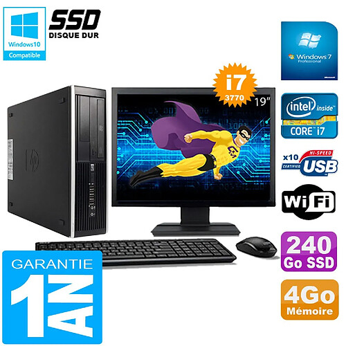 PC HP Compaq Pro 6300 SFF I7-3770 4Go 240Go SSD Graveur DVD Wifi W7 Ecran 19" · Occasion