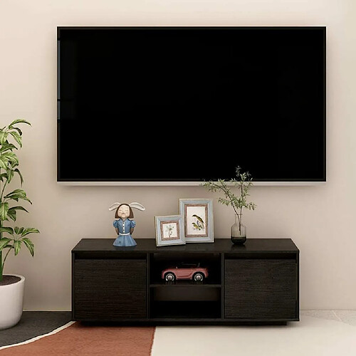 Maison Chic Meuble TV scandinave - Banc TV pour salon Noir 110x30x40 cm Bois de pin massif -MN68823