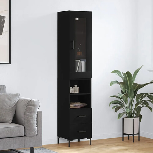 vidaXL Buffet haut Noir 34,5x34x180 cm Bois d'ingénierie