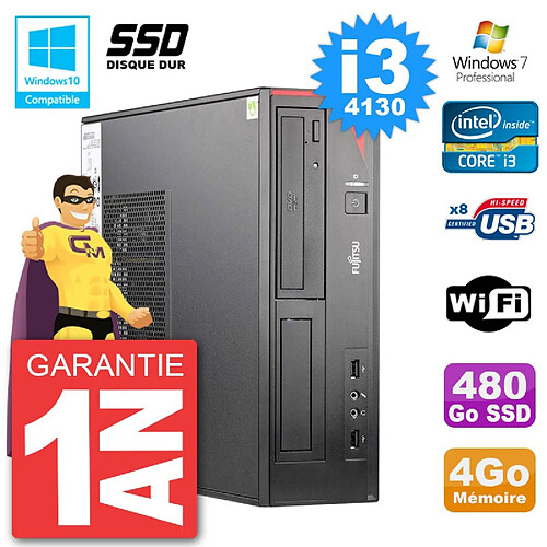 PC Fujitsu Esprimo E520 DT i3-4130 RAM 4Go SSD 480Go Graveur DVD Wifi W7 · Occasion