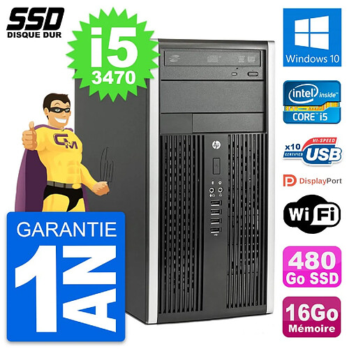 PC Tour HP Compaq Pro 6300 CMT Intel i5-3470 RAM 16Go SSD 480Go Windows 10 Wifi · Occasion