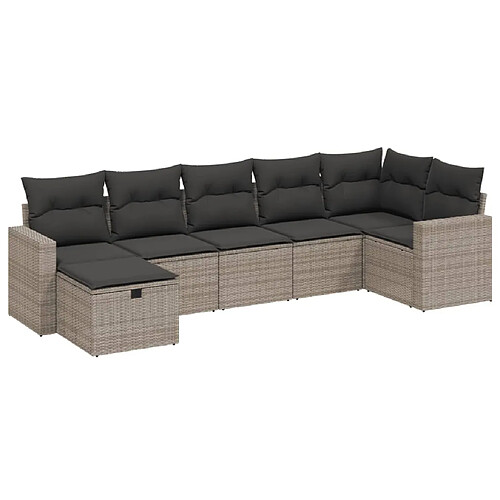 Maison Chic Salon de jardin avec coussins 7 pcs, Ensemble Tables et chaises de jardin, gris résine tressée -GKD180396