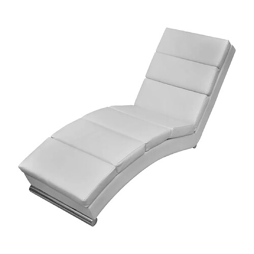 vidaXL Chaise longue Blanc Similicuir