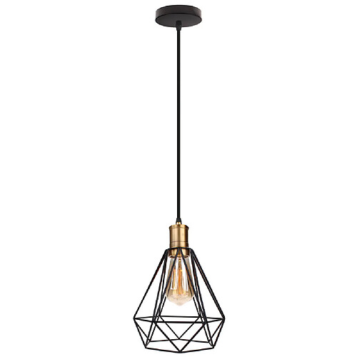 Stoex Lampe À Suspension en Diamant Rétro Lustre Créatif E27 Lampe Suspendue Antique Plafonnier Industriel Noir 20CM