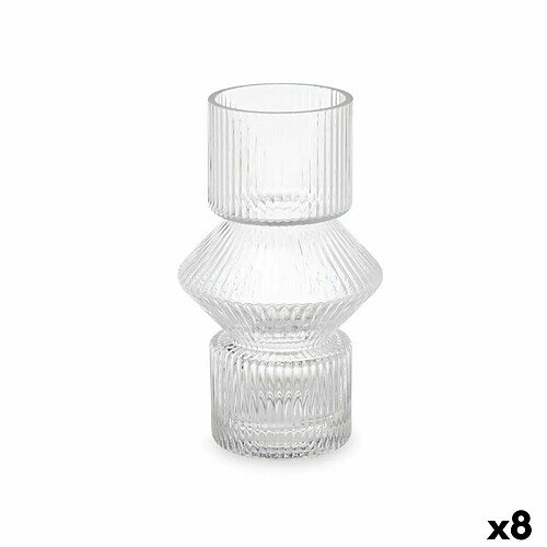 Gift Decor Vase Rayures Transparent Verre 9,5 x 16,5 x 9,5 cm (8 Unités)