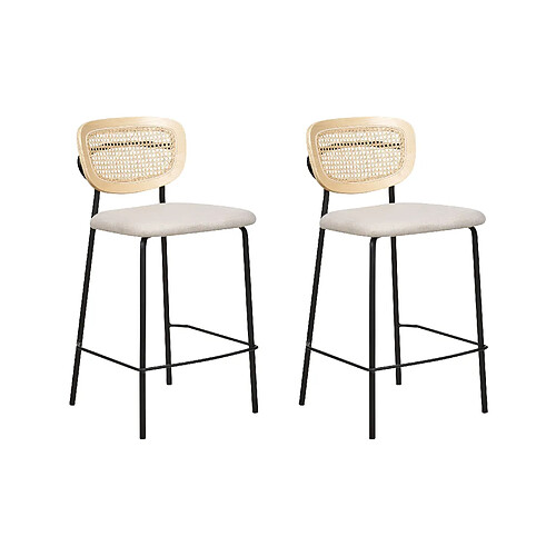 Beliani Tabouret de bar Set de 2 Tissu Beige clair MAYETTA