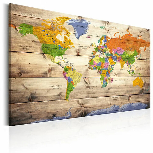 Paris Prix Tableau Imprimé Map on Wood : Colourful Travels 80 x 120 cm