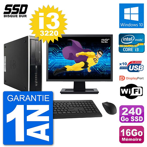 PC HP Compaq Pro 6300 SFF Ecran 22" i3-3220 RAM 16Go SSD 240Go Windows 10 Wifi · Occasion