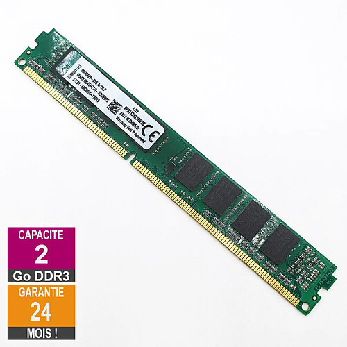 Barrette Mémoire 2Go RAM DDR3 Kingston KVR1333D3S9/2G DIMM PC3-10600U 1Rx8 LP · Reconditionné