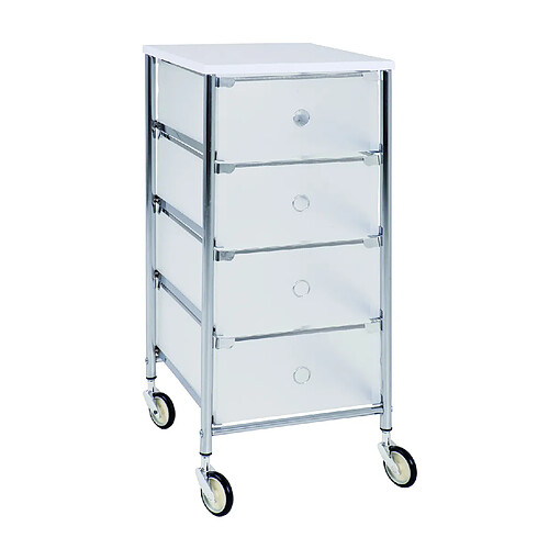 Pegane Commode roulante chromé-blanc, L33 x H73 x P36 cm