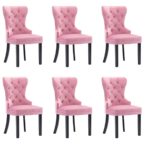 vidaXL Chaises à manger lot de 6 rose velours