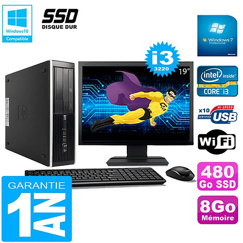 PC HP Compaq Pro 6300 SFF I3-3220 8Go 480Go SSD Graveur DVD Wifi W7 Ecran 19" · Occasion