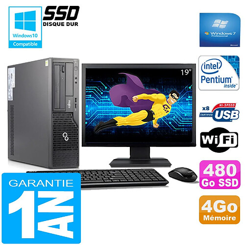 PC Fujitsu Esprimo E500 E85+ SFF G640 4Go Disque 480Go SSD Wifi W7 Ecran 19" · Occasion