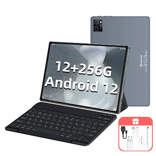 VANWIN Tablette Tactile G16 (WIFI) 10,36 Pounes 1920*1200 IPS+FHD - Android 12 +GMS - RAM 12Go + ROM 256Go -WIFI6 + 7000mAh - Gris ( Bookcover, Clavier, Stylet )