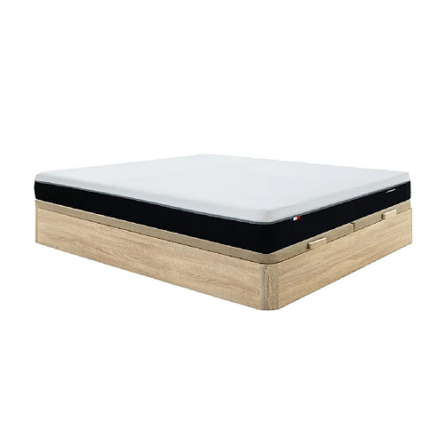 Vente-Unique Ensemble 180 x 200 cm sommier coffre naturel clair + matelas anti-feu ressorts ensachés 7 zones et mémoire de forme ép.29cm - SIVA de YSMÉE