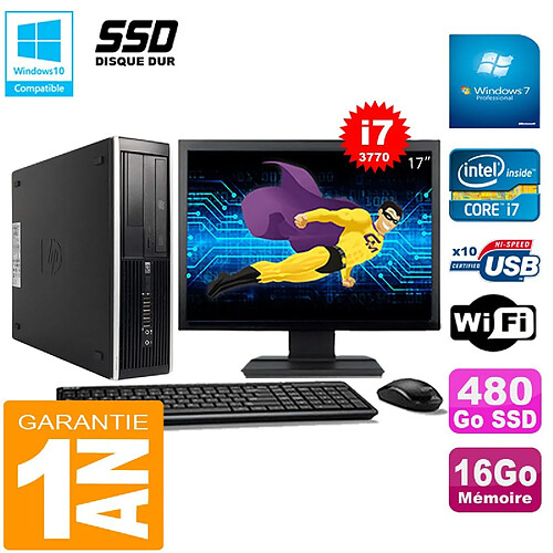 PC HP Compaq Pro 6300 SFF I7-3770 16Go 480Go SSD Graveur DVD Wifi W7 Ecran 17" · Occasion